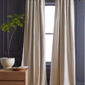 Quince Cotton Slub Curtains Natural Cotton Blackout Set NWOT 48x84 Open Box